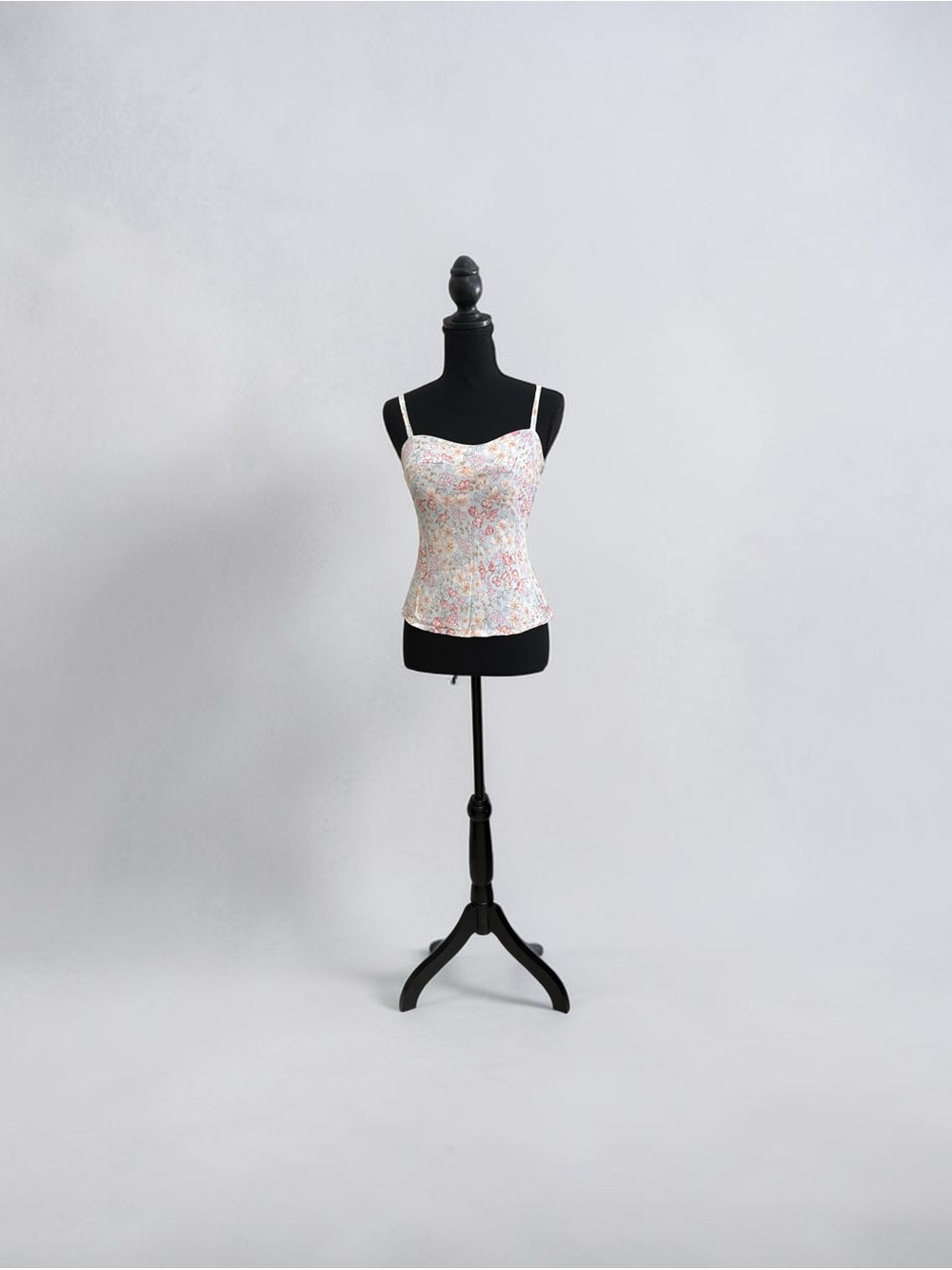 White Floral Spaghetti-Strap Cami Top